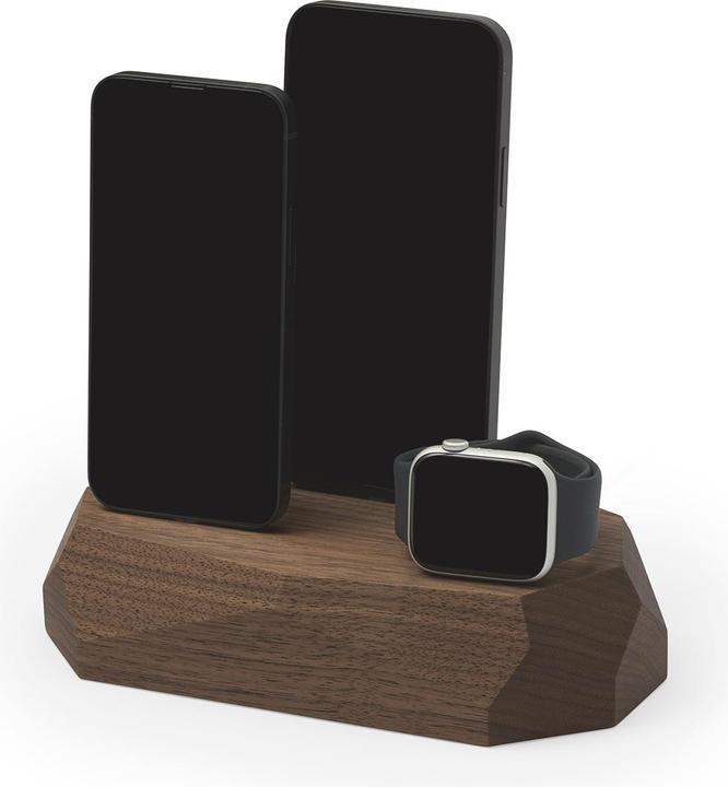 Actual product image Oakywood Triple Dock - Wooden docking station for three devices - 1 x Lightning, 1 x USB-C