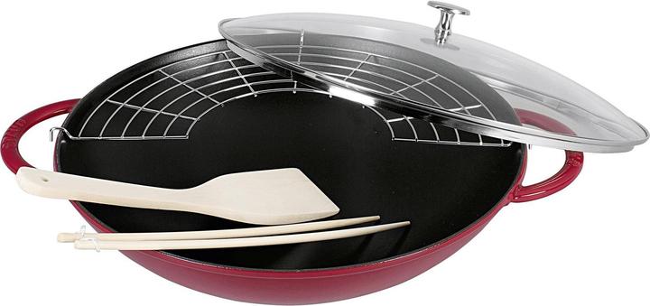 Produktbild Staub Wok mit Glasdeckel (Wok Pfanne, Gusseisen, 37 x 10.20 cm)