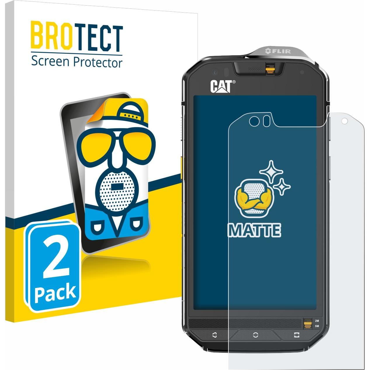 BROTECT Entspiegelungsfolie Displayschutz Displayschutzfolie Folie Matt (2 Stück, CAT S60), Smartphone Schutzfolie, Grau