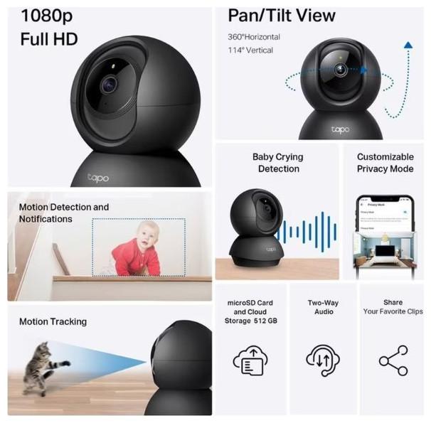 Actual product image TP-Link PAN/TILT HOME SECURITY WI-FI CAMERA SPEC: 1080P 2.4 GHZ HORIZ (1080 x 720 pixels)