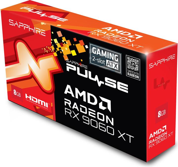 Produktbild Sapphire Radeon RX9060XT Pulse Gaming 8GB GDDR6 2xHDMI DP (8 GB, GDDR6)
