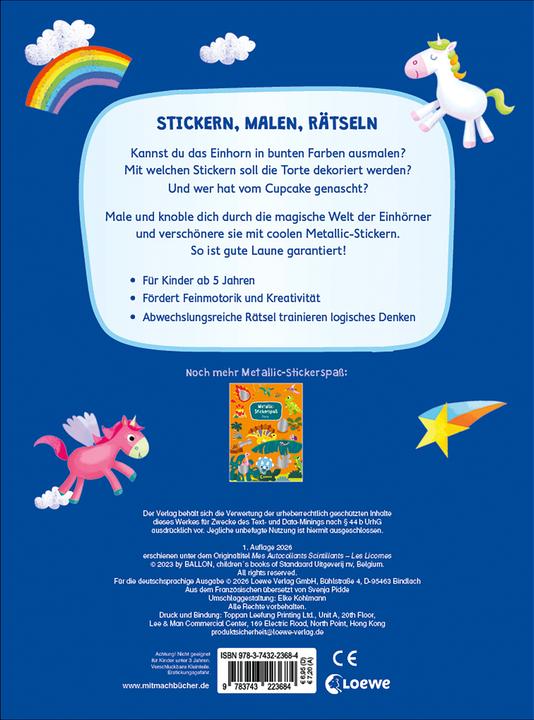 Actual product image Loewe Metallic-Stickerspass - Einhörner