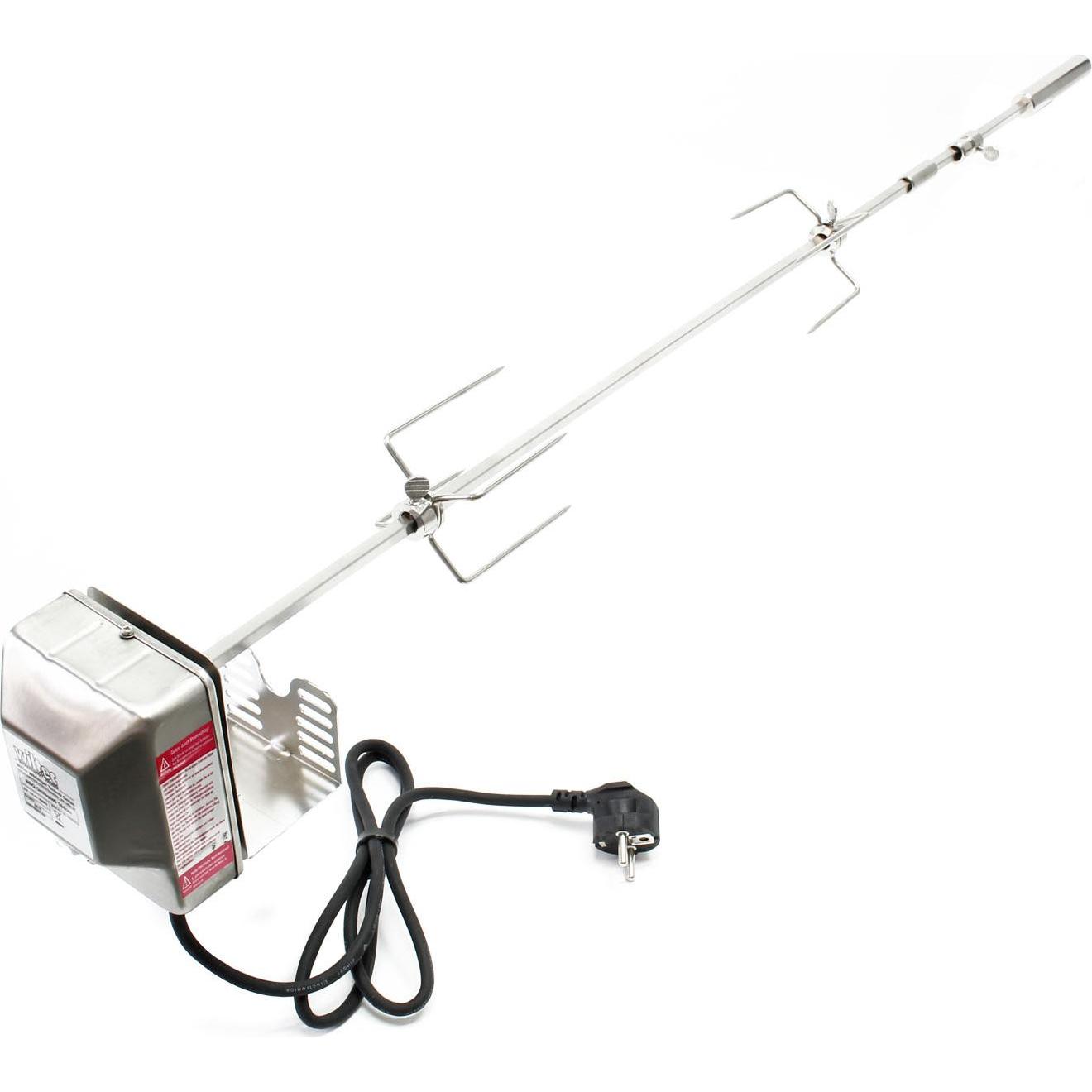 Wiltec, Grillbesteck, BBQ Grillspiess Edelstahl 97cm 230V Drehspiess Rôtisserie Fleischnadel Schaschlik