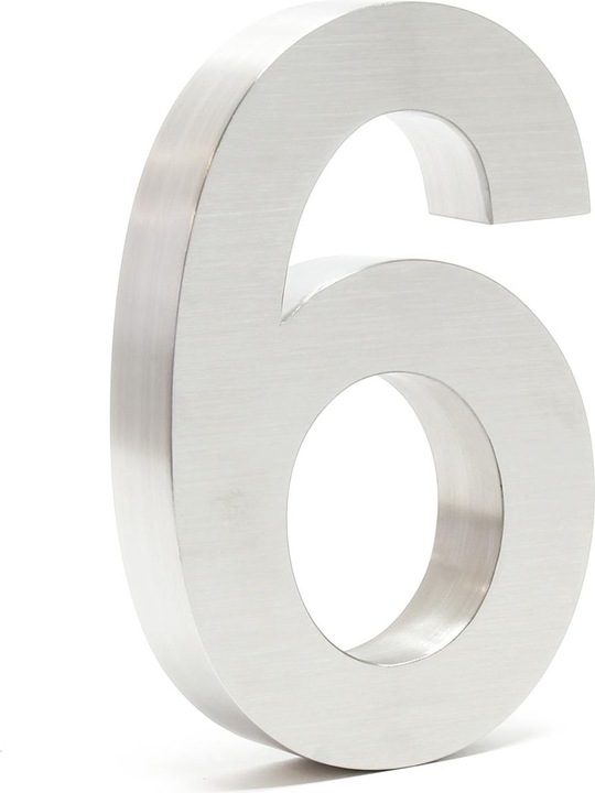 Wiltec Hausnummer 6 Edelstahl Hausnummer modern 3D-Design rostfrei