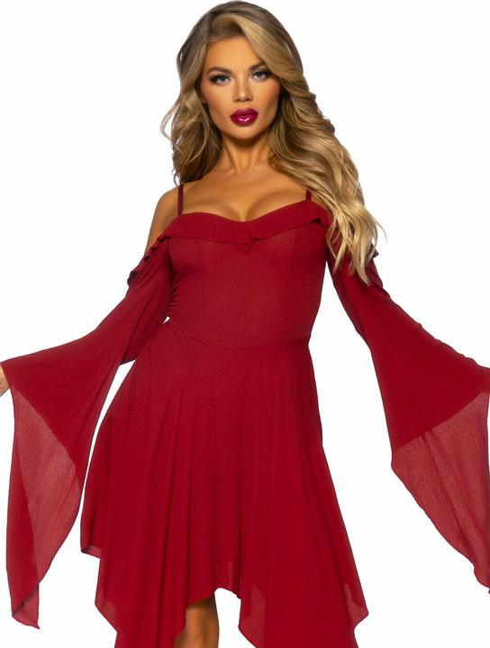 Produktbild Leg Avenue Dunkelrotes Trägerkleid mit Trompetenärmeln (L)