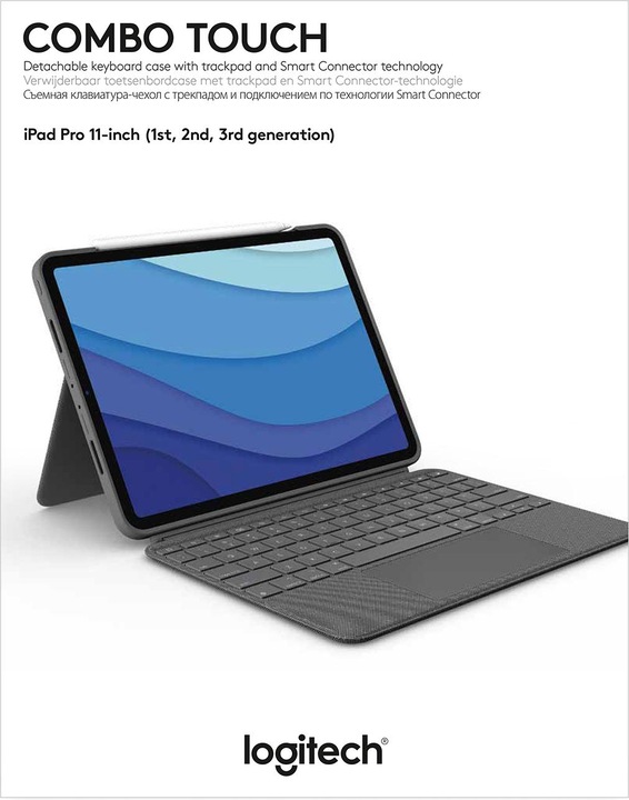 Produktbild Logitech Combo Touch (CH, iPad Pro 11 2021 (3. Gen), iPad Pro 11 2020 (2. Gen), iPad Pro 11 2018 (1. Gen), iPad Pro 11 2022 (4. Gen))