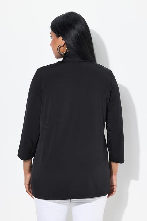 Produktbild Ulla Popken Slinkyshirt, A-Linie, Kelchkragen, Zierfalte, 3/4-Arm (54)