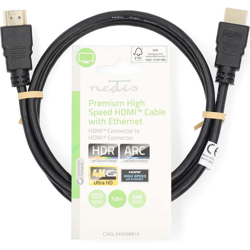 Thumbnail - Nedis Premium High Speed ​​HDMI ™ Kabel mit Ethernet HDMI™ Stecker HDMI™ Stecker 4K@60Hz 18 (1 m, HDMI), Video Kabel