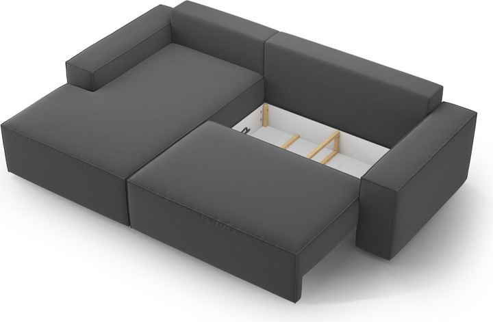 Actual product image Micadoni Velvet Left Corner Sofa With Bed Function And Box, "Jodie", 3 Seats, 246x151x86 Made in Europe (Corner sofa)
