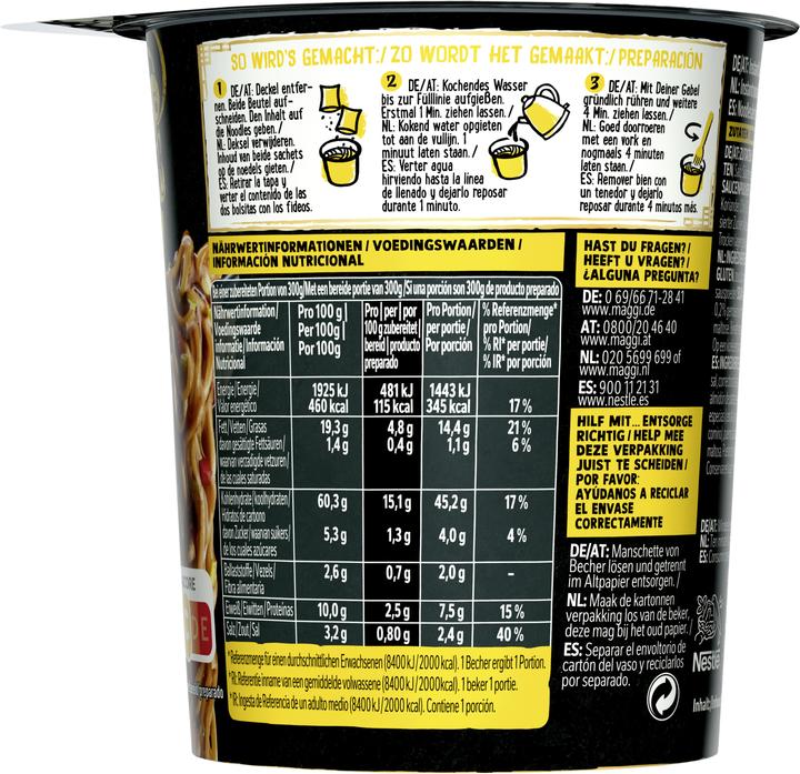 Valori nutrizionali e ingredienti Maggi MAGIC ASIA Saucy Noodles Coppa Asia Classic (75 g)