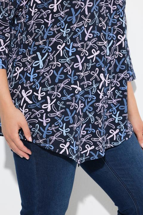Immagine prodotto Ulla Popken Maglia dal taglio svasato con pieghe decorative, scollo a V e maniche a 3/4 (62)