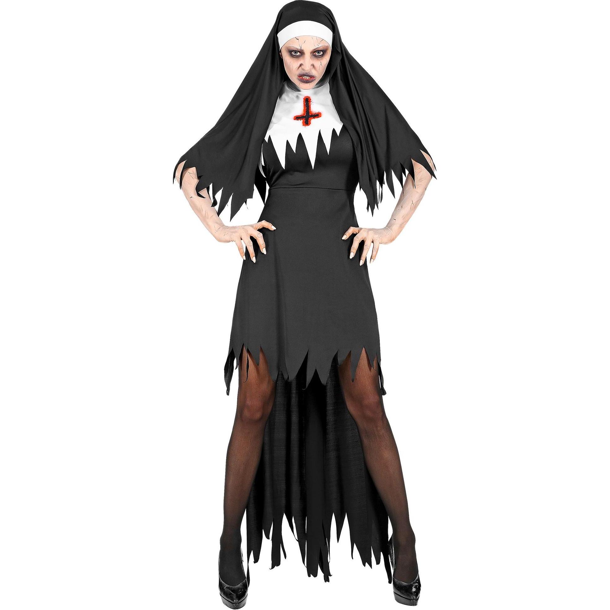 Widmann Zombie Nonne Kleid mit Rock, Haube (S)