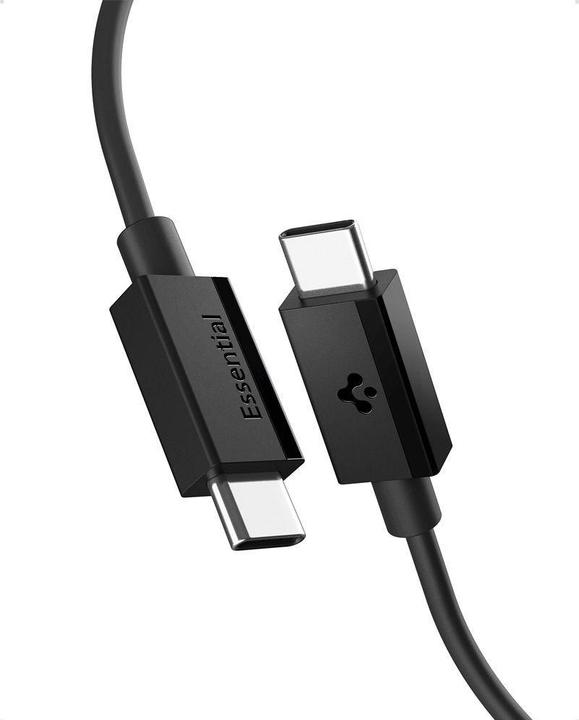 Produktbild Spigen - Data Cable Essential (EB6010CC) - Fast Charging, 2x Type-C, 60W, 480Mbps, 1m - Black (1 m, USB 2.0, 60 W)