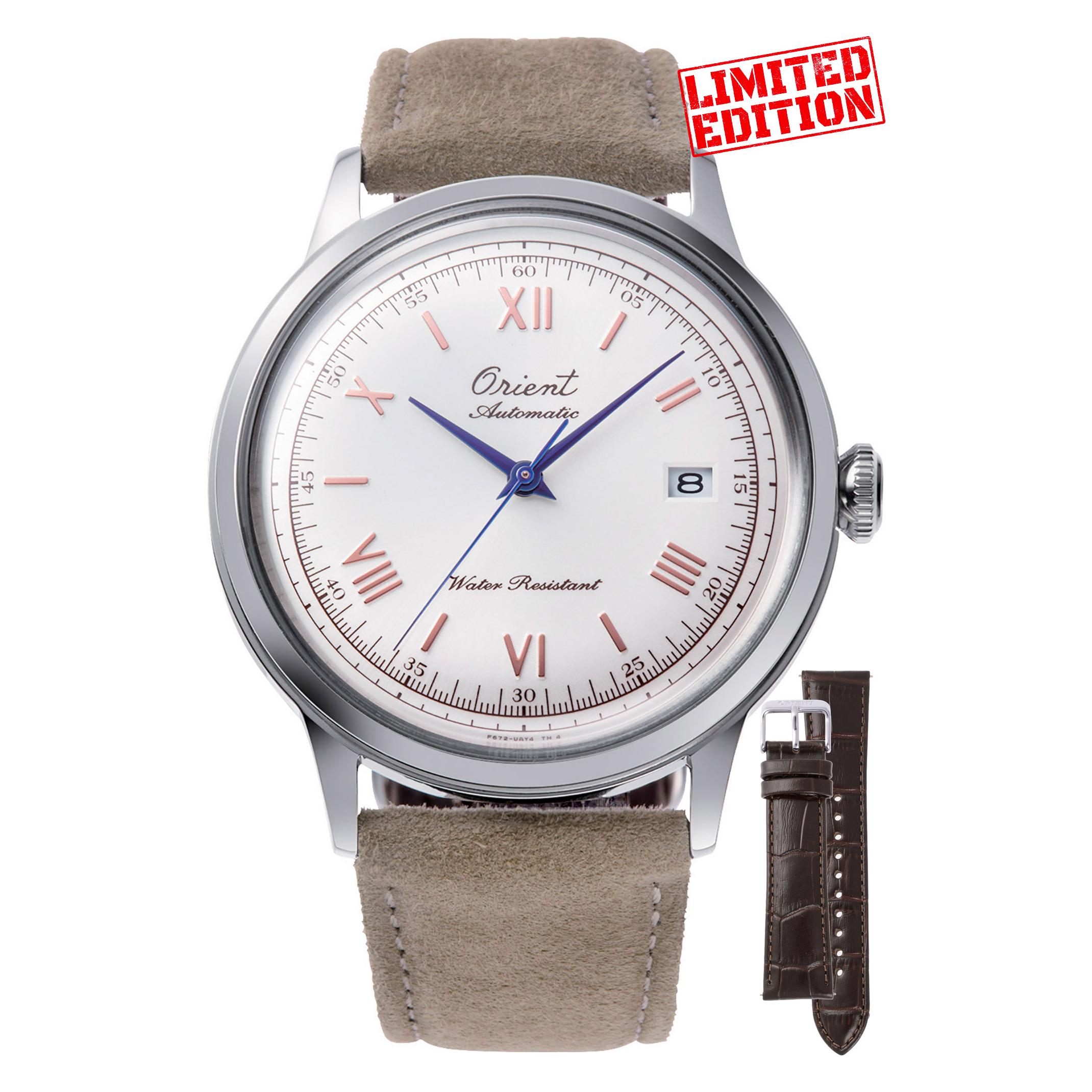 Orient, Armbanduhr, Classic Bambino, Weiss, Beige, Silber, (Analoguhr, 40 mm)