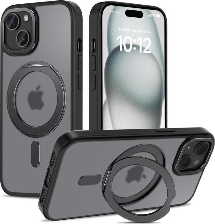 Actual product image Tech-Protect MagRing MagSafe Case with Stand for iPhone 15 - Black (Apple iPhone 15)