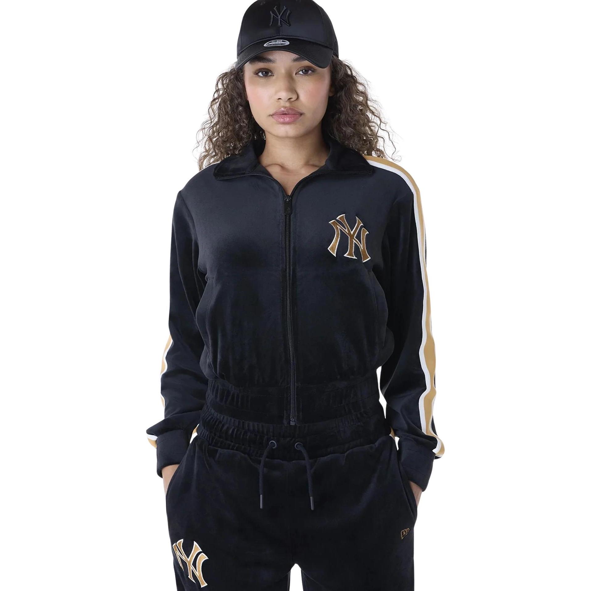 New Era, Damen, Jacke, Damenveloursjacke New York Yankees Track (S), Schwarz, S