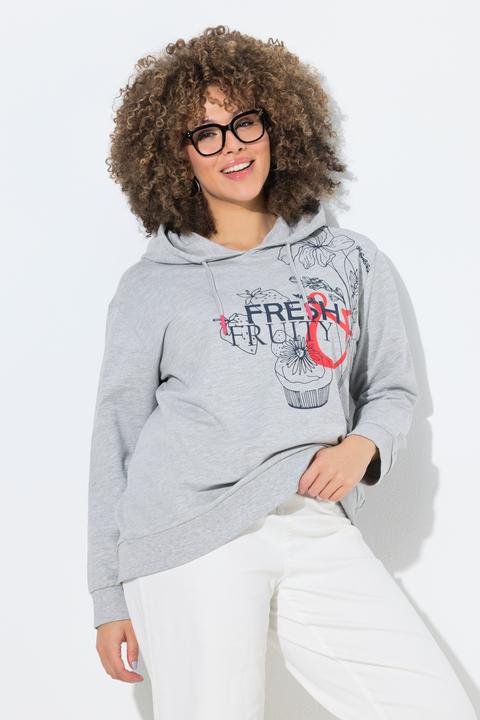 Image du produit Ulla Popken Sweat-shirt à capuche, manches longues et message imprimé (62)