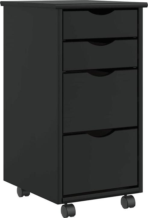 Image du produit vidaXL Rollschrank mit Schubladen MOSS Schwarz Massivholz Kiefer