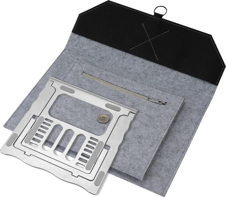 Produktbild 4smarts Torba+podstawka pod laptop/ tablet FoldStand ErgoFix 13" grey/silver 456583 (13", Universal)