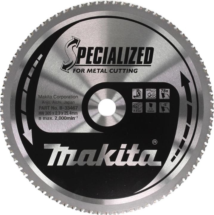 Productafbeelding Makita Gespecialiseerd cirkelzaagblad voor metaal 305 x 25,4 x 2,3 mm 78 tanden ( B-33467 ) voor koud zagen