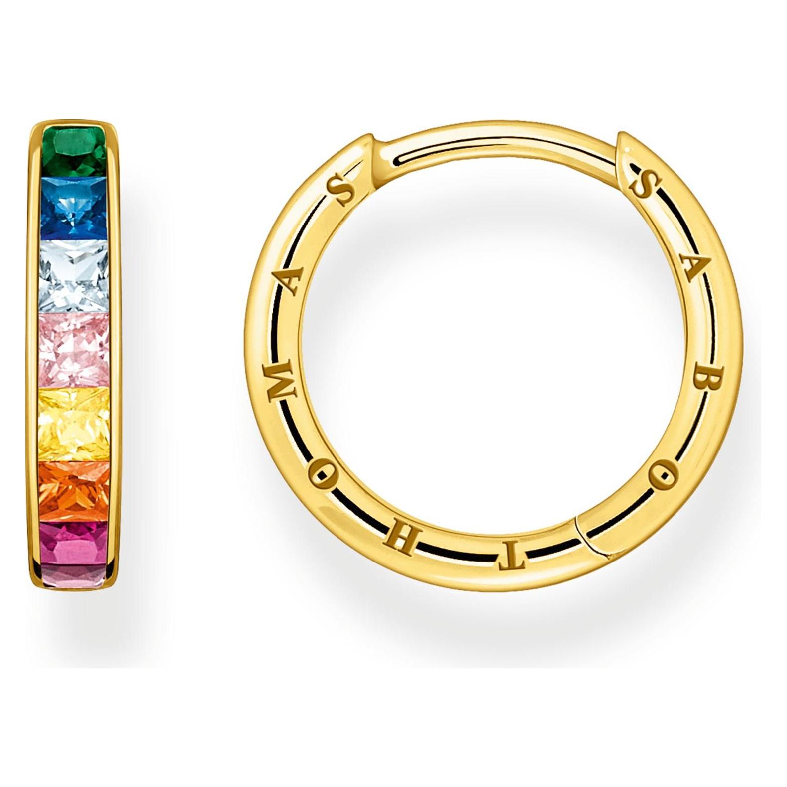 Thomas Sabo, Ohrringe, Creolen Bunte Steine Pavé Gold- CR668-996-7, (925er Silber)