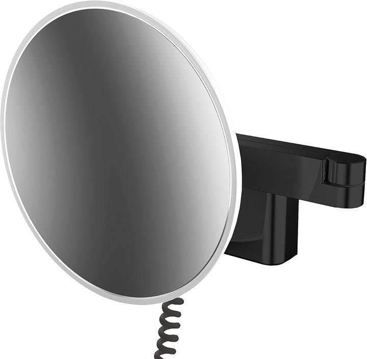 Actual product image Emco LED shaving/cosmetic mirror EVO round, wall model, 2-arm 5-fold black