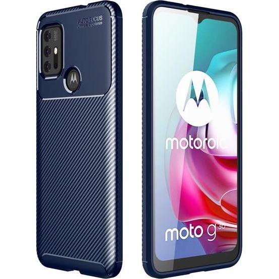 MU Style Carbon Fiber TPU Softcase Series (Motorola Moto G30), Smartphone Hülle, Blau