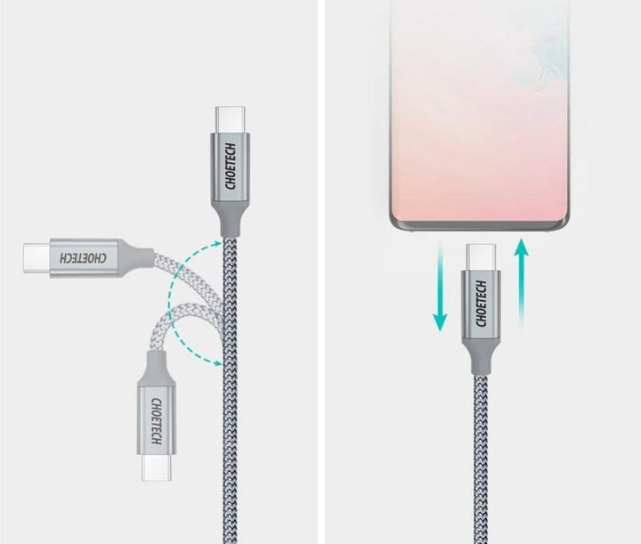 Immagine prodotto Choetech USB Tipo C - Cavo USB Tipo C 5A 100 W Alimentazione 480 Mbps 1,8 m grigio (XCC-1002-GY) (1.80 m, USB 2.0, 100 W)