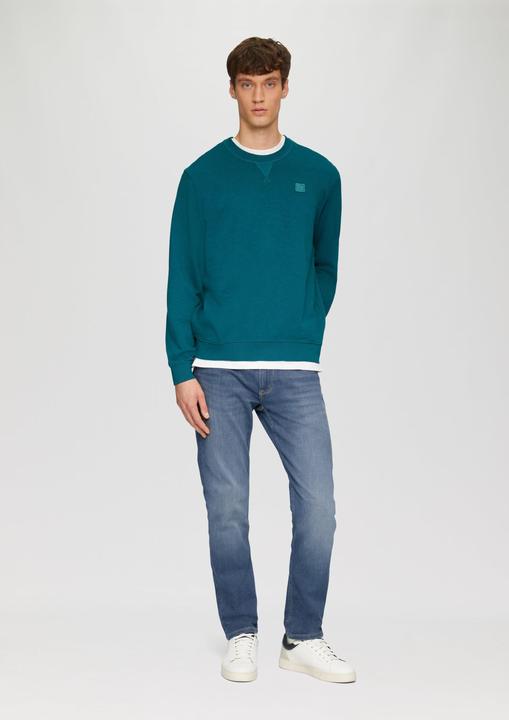 Produktbild s.Oliver Sweatshirt Sweatshirt mit Garment Dye und Logo-Detail (L)