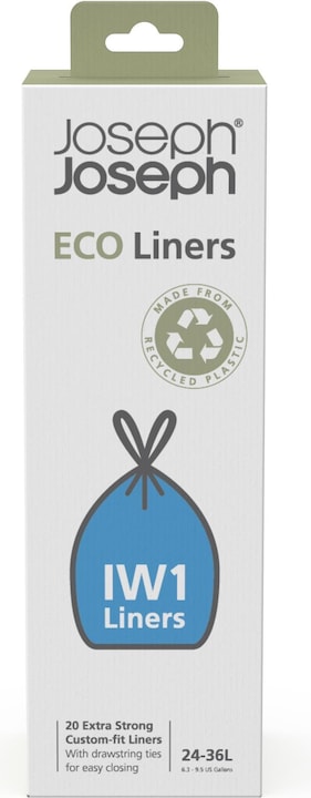 Actual product image Joseph Joseph IW1 24-36L Eco Liners Recycled Bin Liners 20 Pack - Grey (36 l)