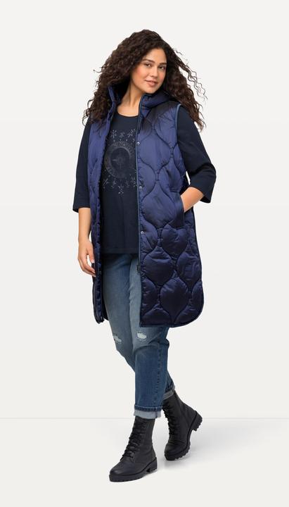 Immagine prodotto Ulla Popken Gilet trapuntato e idrorepellente HYPRAR con taglio lungo e zip a doppio cursore (42, 44)