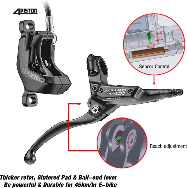Tektro Schijfremset Dorado Links 4-vinger Aluminium Zwart (Brake kit)