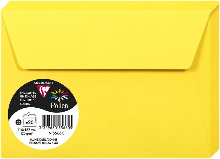 Actual product image Clairefontaine Envelope Pollen Envelope size: DIN C6 Dimensions: 162 x 114 mm (W x H) (C6, 20x)