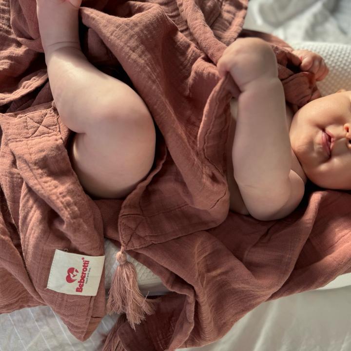 Image du produit Beberotti Orgaic Muslin Tasseled Throw Blanket (couverture) (145 x 100 cm)