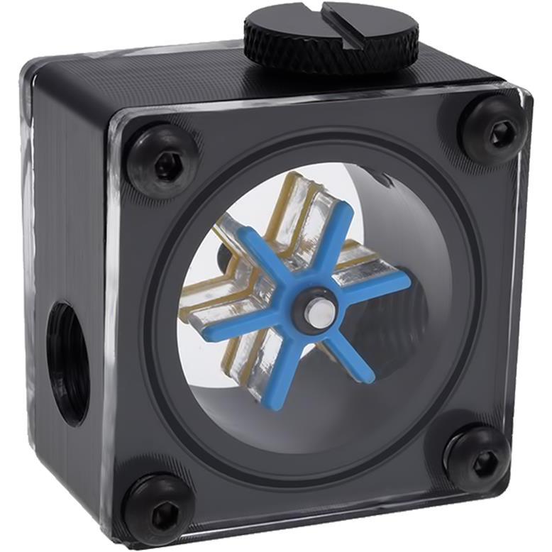 Alphacool Eisfluegel G1/4 eckig - Acetal, Wasserkühlung Überwachung, Schwarz, Transparent
