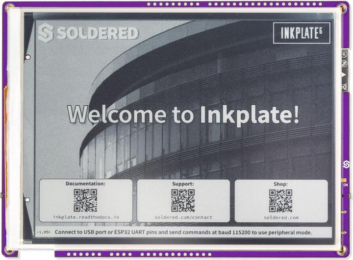 Produktbild Soldered Inkplate 6 E-Paper Entwicklungsboard, 6 Zoll, ESP32 WLAN Bluetooth, Arduino, Graustufen