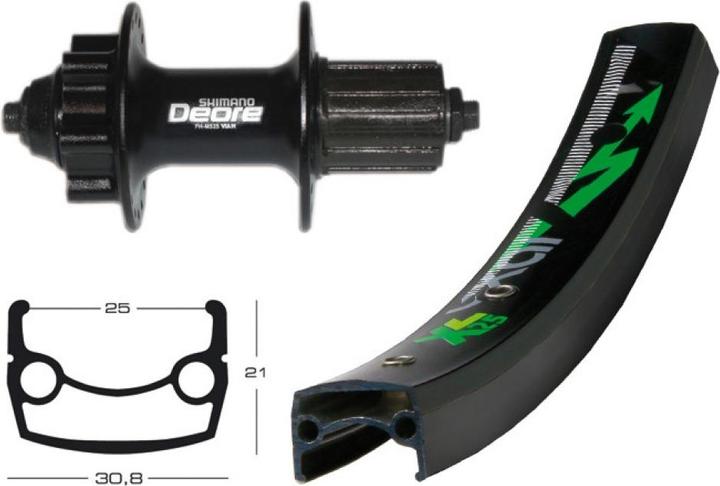 Produktbild Exal XL 25 DISK Hinterrad 26x1.9 Deore 8-10s Disc (Hinterrad, 26")