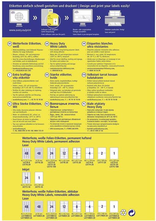 Actual product image Avery Weatherproof labels