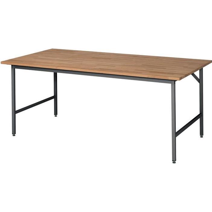 RAU, Werkbank + Arbeitsbock, Arbeitsttisch Jerry B2000xT1000xH800-850mm Arbeitsplatte Buche-Massiv, Stärke 25 mm Gestell...