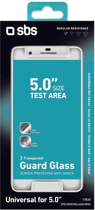 Actual product image SBS Glass screen protector for Smartphone up to 5Inc (1 pcs., Smartphones up to 5 inches)