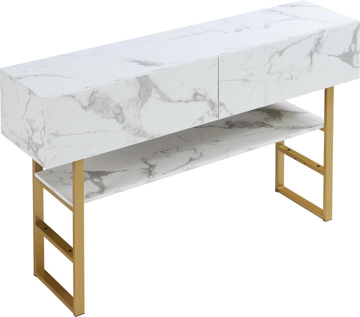 Produktbild En.Casa Konsolentisch Varberg 75x120x30 cm Marmoroptik, weiss
