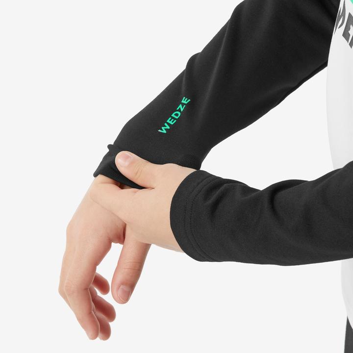 Actual product image Wedze Ski underwear functional shirt for children - BL 500 black/white with motif (140)