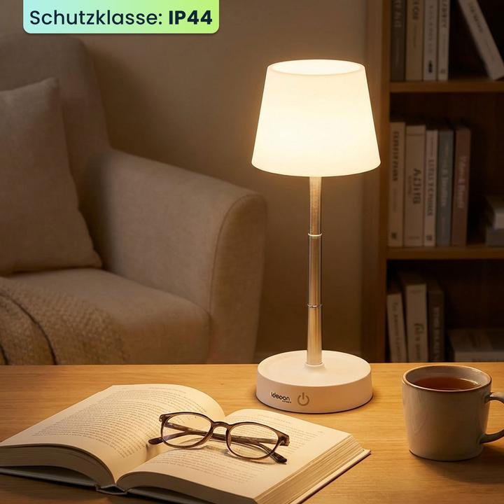 Actual product image Casativo 2er-Set Edle LED Tischleuchte dimmbar & aufladbar: Akku Nachttischlampe modern, Höhe verstellbar, wa (118 lm)