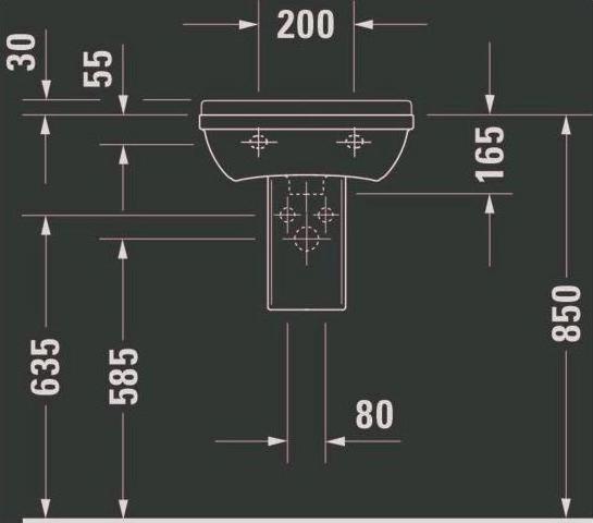 Produktbild Duravit Handwaschbecken STARCK 3 m ÜL HLB 450x320mm 1 Hahnloch weiss WG (320 mm, 450 mm)