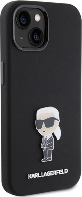 Actual product image Karl Lagerfeld KLHCP15SSMHKNPK iPhone 15 6.1" czarny/black Silicone Ikonik Metal Pin (Apple iPhone 15)