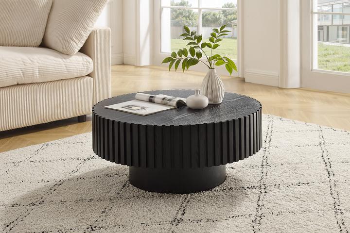 Image du produit SIT Möbel Table basse Ø 80 cm noire en bois noir, avec (80 x 35 cm)