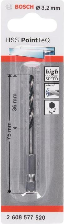 Image du produit Bosch Professional Zubehör HSS PointTeQ Foret hexagonal 3,2 mm (3,2 mm)