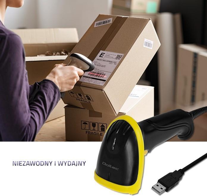 Produktbild Qoltec 50860 Barcodeleser Tragbares Barcodelesegerät 1D Laser (1D-Barcodes)