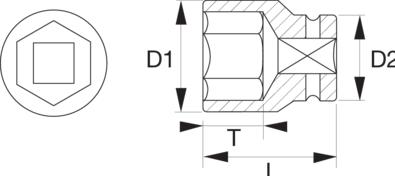 Actual product image Irimo 1/2" Power socket spanner bit, hexagonal, 7/16", phosphated (7/16")