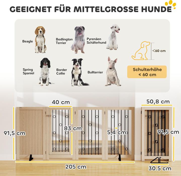 Immagine prodotto PawHut Absperrgitter Hund MDF, Stahl Eiche